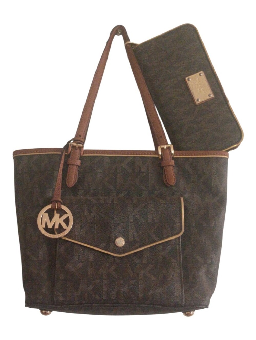 Michael Kors Jet Set Monogram Tote & Wallet Set + OEM Gift Box & Bag